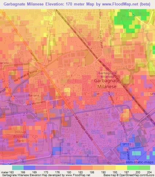 Garbagnate Milanese,Italy Elevation Map