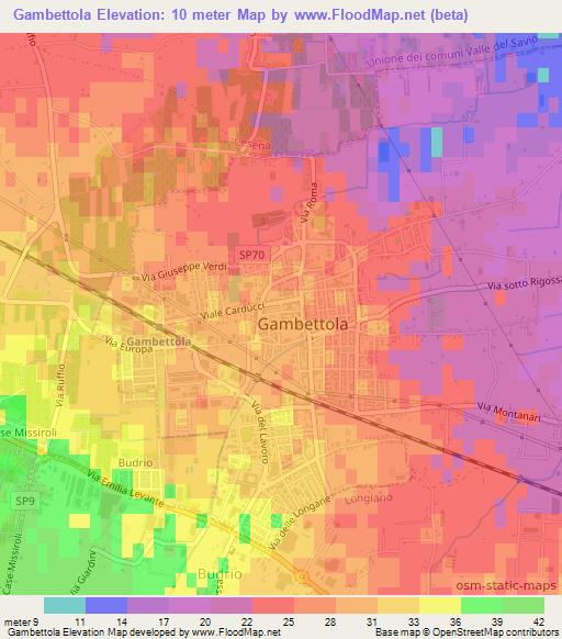Gambettola,Italy Elevation Map