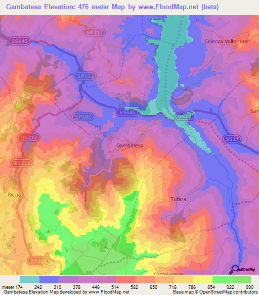 Gambatesa,Italy Elevation Map