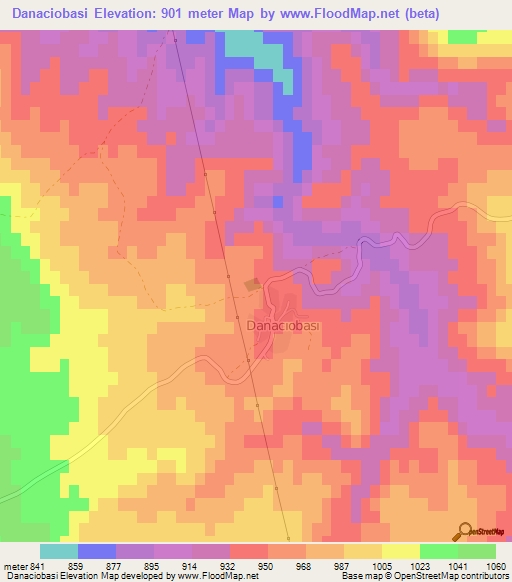 Danaciobasi,Turkey Elevation Map