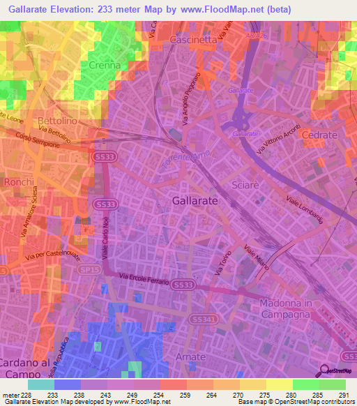 Gallarate,Italy Elevation Map