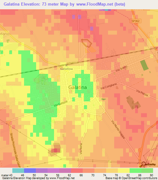 Galatina,Italy Elevation Map