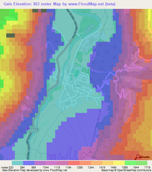 Gais,Italy Elevation Map