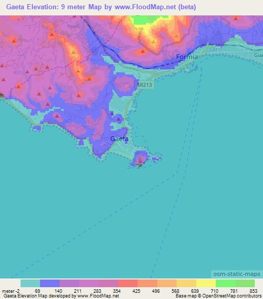 Gaeta,Italy Elevation Map