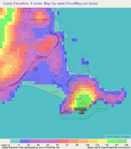 Gaeta,Italy Elevation Map