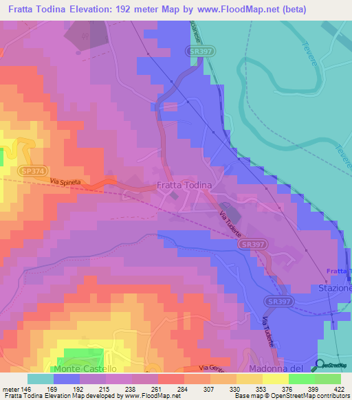 Fratta Todina,Italy Elevation Map