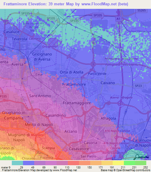 Frattaminore,Italy Elevation Map
