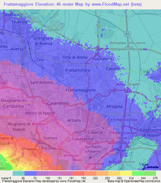 Frattamaggiore,Italy Elevation Map