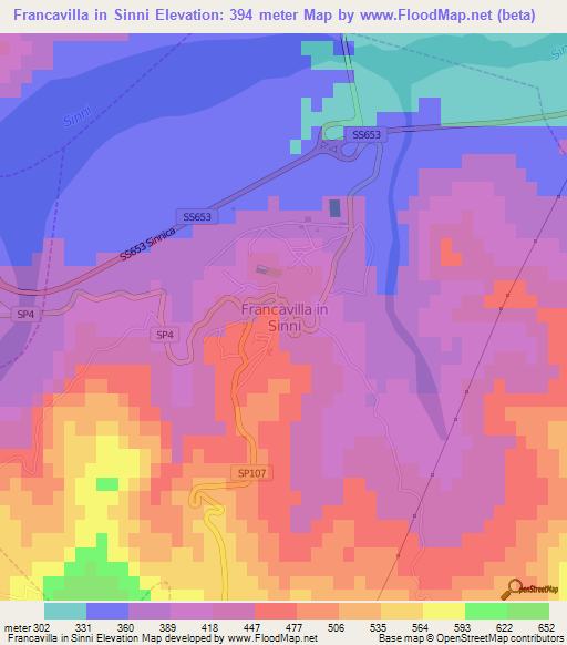 Francavilla in Sinni,Italy Elevation Map