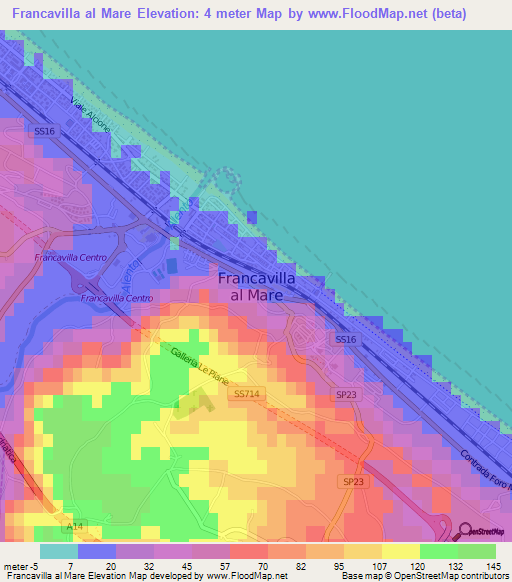 Francavilla al Mare,Italy Elevation Map