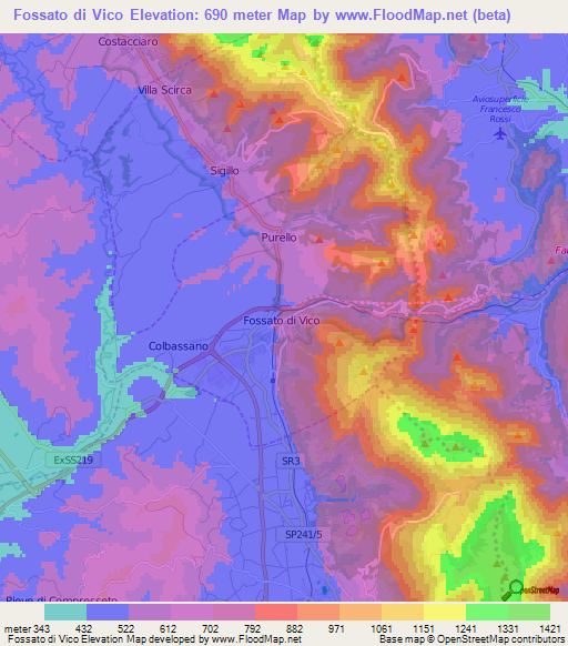 Fossato di Vico,Italy Elevation Map