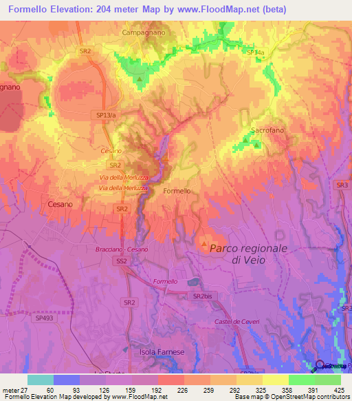 Formello,Italy Elevation Map
