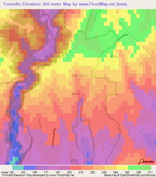 Formello,Italy Elevation Map