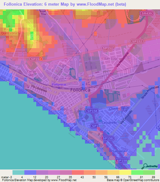 Follonica,Italy Elevation Map