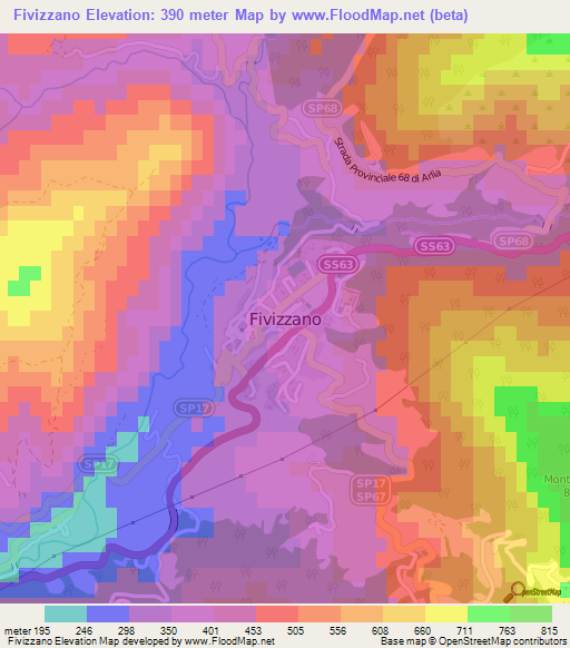 Fivizzano,Italy Elevation Map