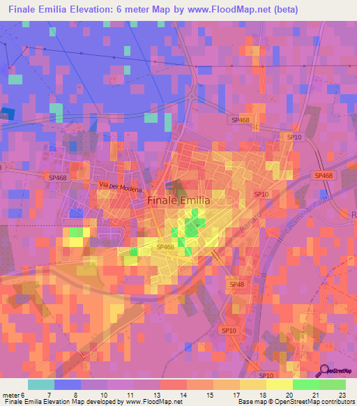 Finale Emilia,Italy Elevation Map