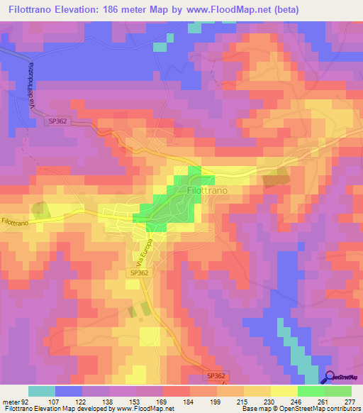 Filottrano,Italy Elevation Map