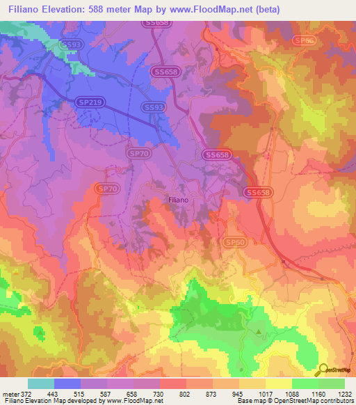 Filiano,Italy Elevation Map