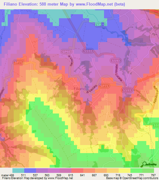 Filiano,Italy Elevation Map