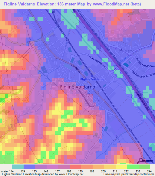 Figline Valdarno,Italy Elevation Map