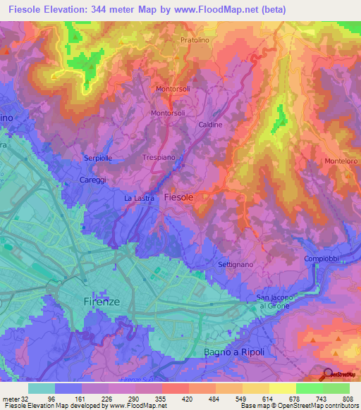 Fiesole,Italy Elevation Map