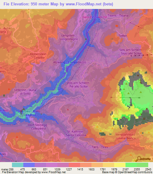 Fie,Italy Elevation Map