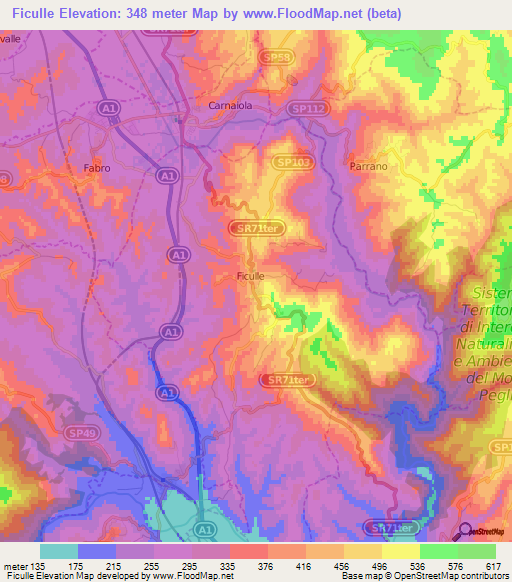 Ficulle,Italy Elevation Map