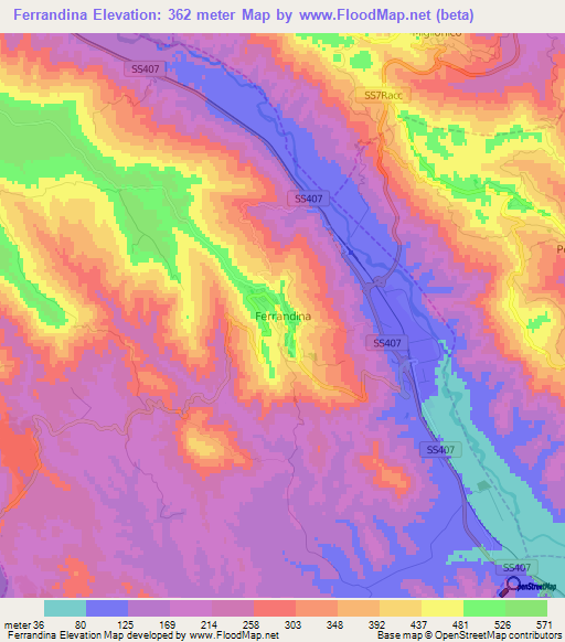 Ferrandina,Italy Elevation Map