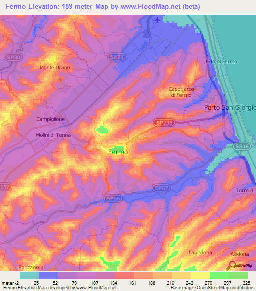 Fermo,Italy Elevation Map