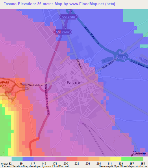 Fasano,Italy Elevation Map