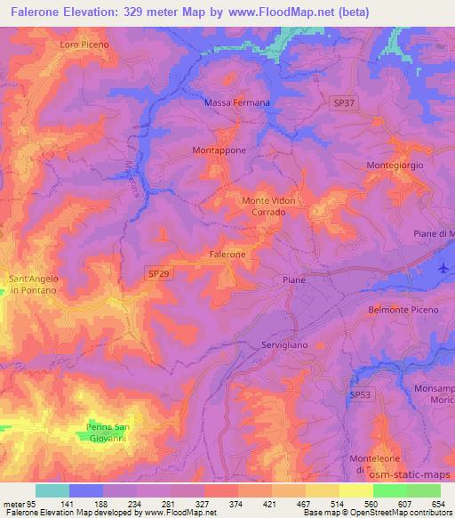 Falerone,Italy Elevation Map