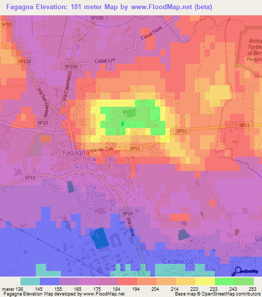 Fagagna,Italy Elevation Map