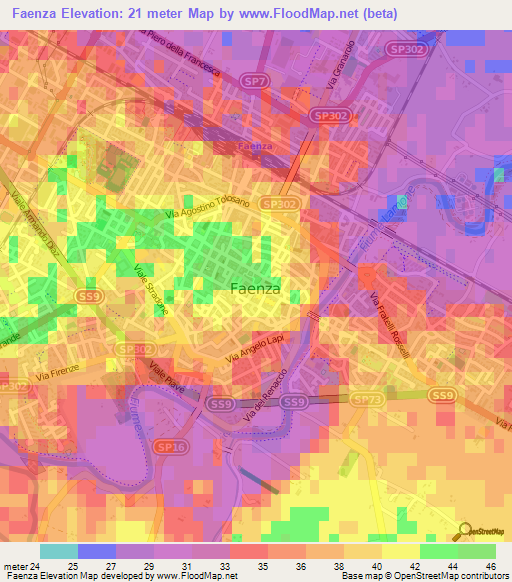 Faenza,Italy Elevation Map