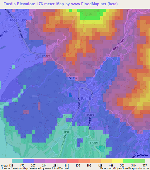 Faedis,Italy Elevation Map