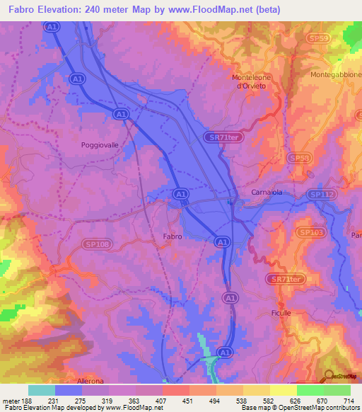 Fabro,Italy Elevation Map