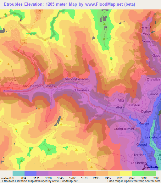 Etroubles,Italy Elevation Map