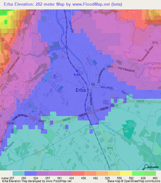 Erba,Italy Elevation Map