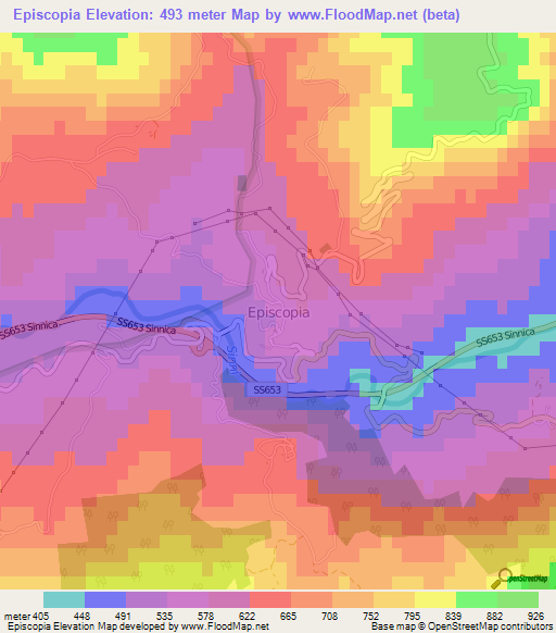 Episcopia,Italy Elevation Map