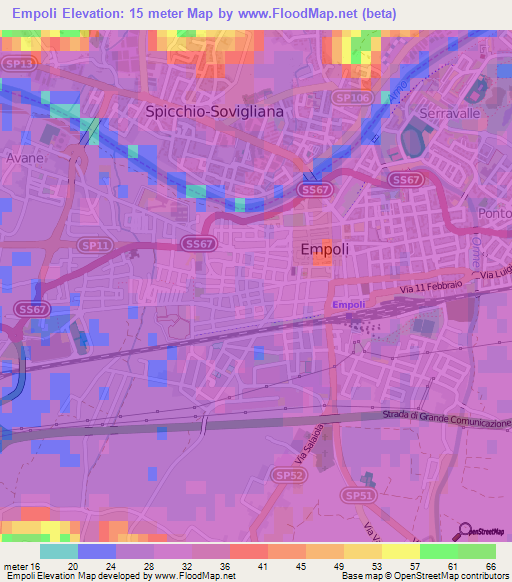 Empoli,Italy Elevation Map