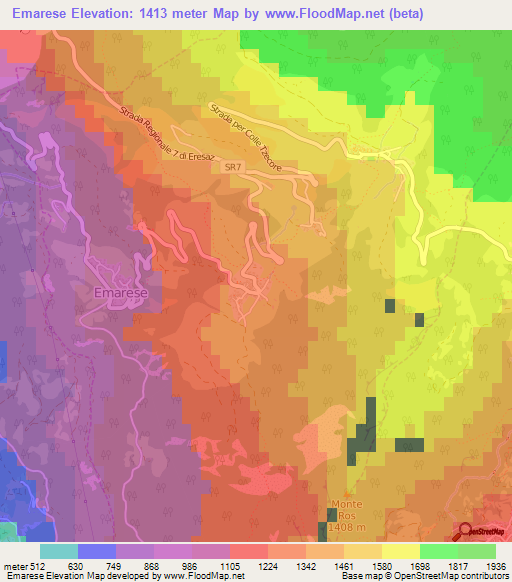 Emarese,Italy Elevation Map