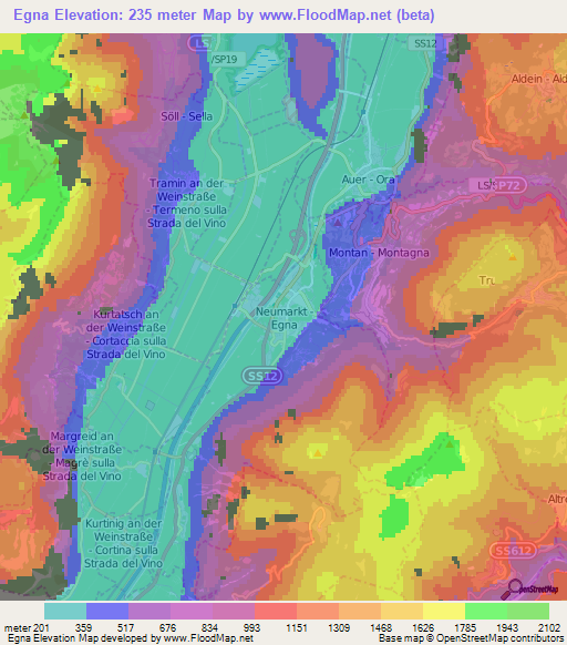 Egna,Italy Elevation Map