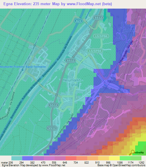 Egna,Italy Elevation Map