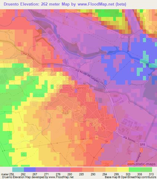 Druento,Italy Elevation Map