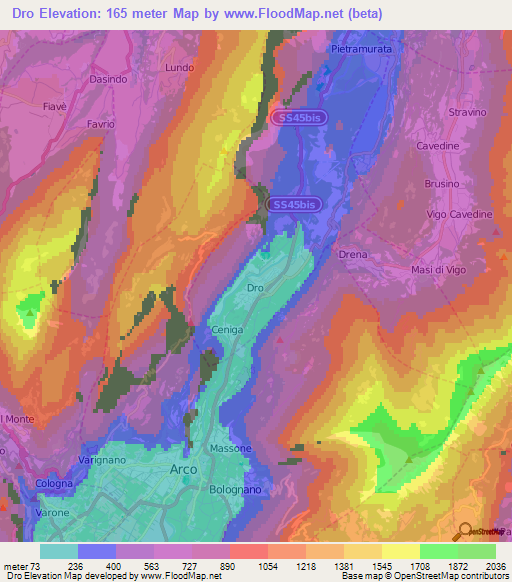 Dro,Italy Elevation Map