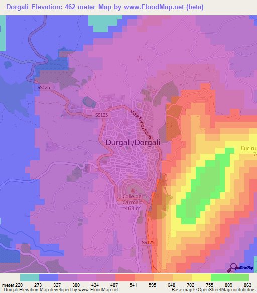 Dorgali,Italy Elevation Map