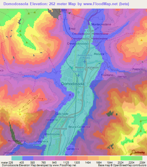 Domodossola,Italy Elevation Map