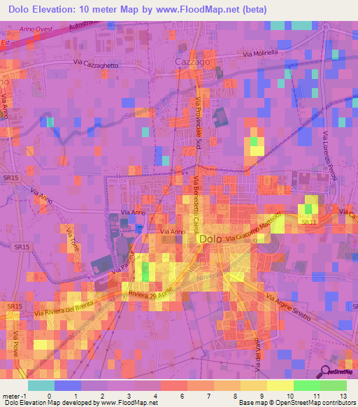 Dolo,Italy Elevation Map