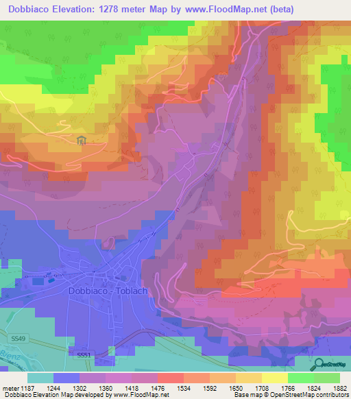 Dobbiaco,Italy Elevation Map