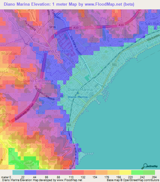 Diano Marina,Italy Elevation Map