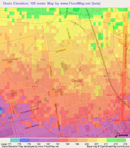 Desio,Italy Elevation Map